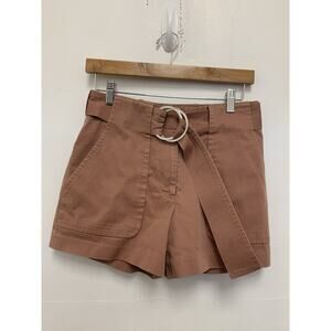 Becken Belted Pocketed High Waisted Orange Shorts Size 4